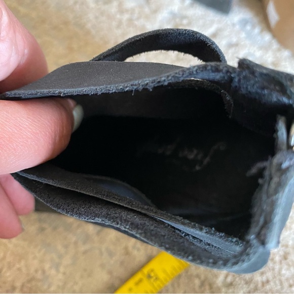 Free People Hybrid Strappy Nubuck Leather Ankle Booties Boots Heeled Black: 36 - Picture 10 of 13